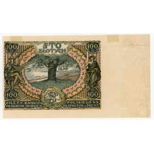 100 złotych 1934 - seria CF - brak druku głównego na awersie