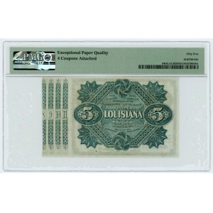 USA - $5 1870 - Baby Bond - PMG 55 EPQ - RARE ITEM WITH RED NUMBERING.