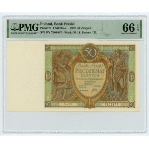 50 złotych 1929 - Ser. DX. - PMG 66 EPQ