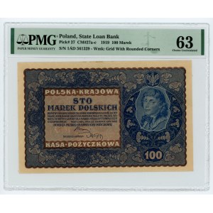 100 Polish marks 1919 - IA series D - PMG 63 - Rarer variety