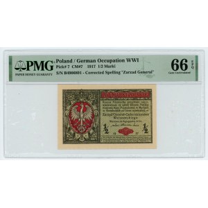 1/2 marki polskiej 1916 - Generał seria B - PMG 66 EPQ