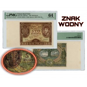 100 zloty 1934 - BO series - additional mark +X+ - PMG 64