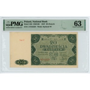 20 złotych 1947 - seria C - PMG 63