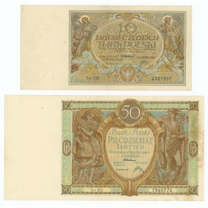 zestaw 10 złotych i 50 złotych 1929