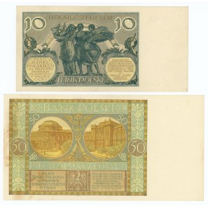 zestaw 10 złotych i 50 złotych 1929