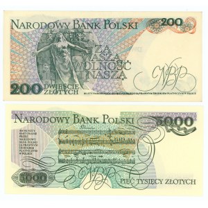 200 zloty 1986 and 5000 zloty 1988 - 2 pieces