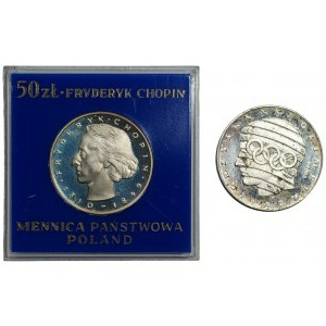 50 złotych 1972 CHOPIN oraz 200 złotych 1976 PRÓBA - zestaw 2 sztuk