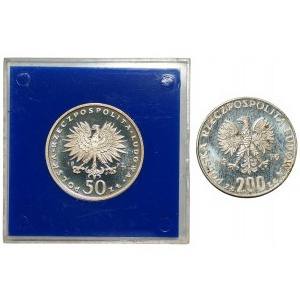 50 złotych 1972 CHOPIN oraz 200 złotych 1976 PRÓBA - zestaw 2 sztuk