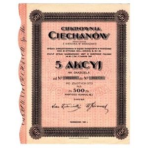 Cukrownia CIECHANÓW SA - 5 x 100 zlotys 1931
