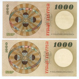 1000 zloty 1965 - series B and C - set of 2 pieces