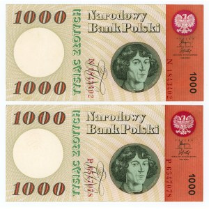 1000 Zloty 1965 - Serien N und P - Satz von 2 Stück