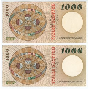 1000 Zloty 1965 - Serien N und P - Satz von 2 Stück