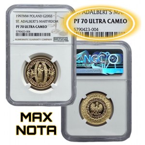 200 Gold 1997 - Thousandth Anniversary of the Death of St. Adalbert - NGC PF70 Ultra Cameo
