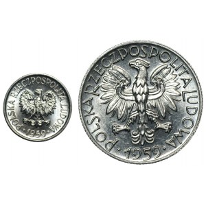 Zestaw 2 sztuk monet 5 groszy oraz 5 złotych 1959