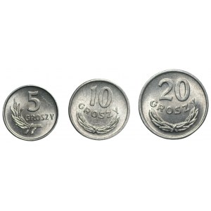 Zestaw 3 monet aluminiowych 5, 10 i 20 groszy 1962