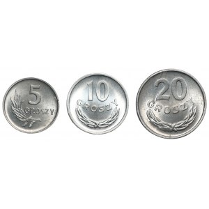 Zestaw 3 monet aluminiowych 5, 10 i 20 groszy 1961