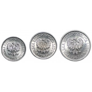 Zestaw 3 monet aluminiowych 5, 10 i 20 groszy 1963