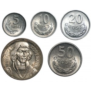 Zestaw 5 monet 5, 10,20 i 50 groszy oraz 10 złotych 1967