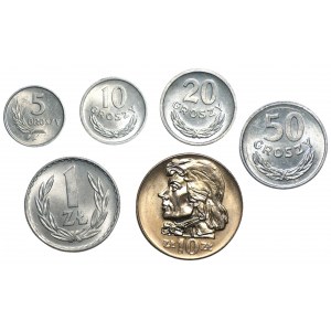 Zestaw 5 monet 5,10,20 i 50 groszy oraz 1 i 10 złotych 1971