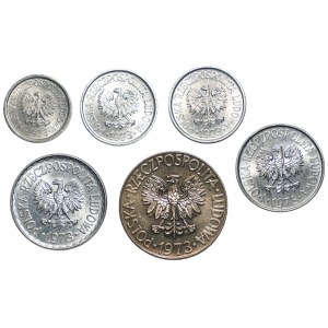 Zestaw 6 monet 10,20 i 50 groszy oraz 1 i 10 złotych 1973
