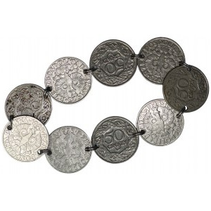 Kuriositätenarmband 9 Stück 5-Pfennig-Münzen 1923