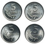 Set of 4 pieces - 5 pennies 1963-1972 - 5 pennies 1965 so called; SPIRIT EFFECT