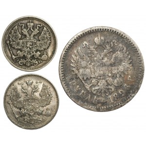 ROSJA - zestaw 3 monet srebrnych 2 x 20 kopiejek (1912-1914) i 1 rubel 1896