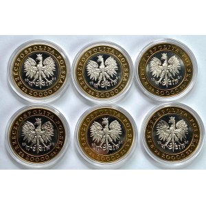 20.000 złotych 1991 - 225 Lat Mennicy Państwowej - zestaw 6 sztuk monet