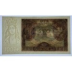 100 Zloty 1934 - Ser. AX. - zwei Bindestriche am unteren Rand des Randes - PMG 64