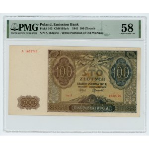 100 złotych 1941 - Ser. A - PMG 58