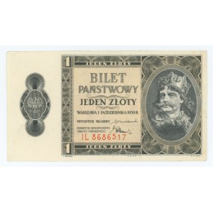 1 złoty 1938 - bilet zdawkowy - seria IL