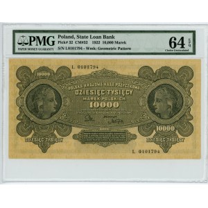10.000 marek polskich 1922 - seria L - PMG 64 EPQ