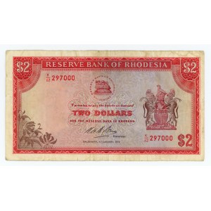 Rhodesia, Reserve Bank, $2 1972