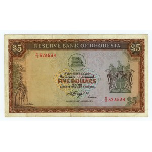 Rhodesia, Reserve Bank, $5 1978