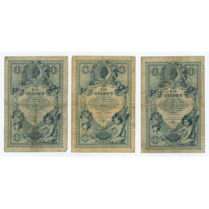AUSTRIA - 1 gulden/forint 1888 - ZESTAW 3 SZTUK