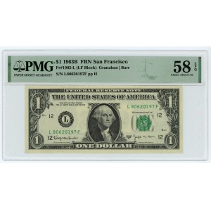USA - 1 dolar 1963 B - seria L - PMG 58 EPQ
