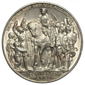 GERMANY - Prussia - Wilhelm II - 3 marks 1913 - 100th anniversary of the Battle of the Nations (Battle of Leipzig).