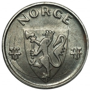 NORWAY - 5 ore 1942 struck with a broken stamp