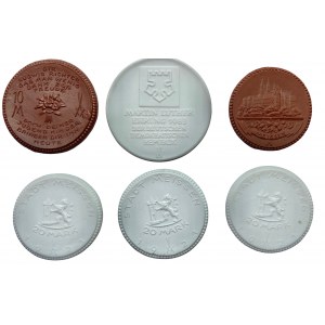 Zestaw monet medali porcelanowych Miśnia - piękne stany zachowania - 6 sztuk