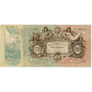 LWÓW - Cash Assignment for 100 crowns 1915 - F.f. series with stamp REALIZED