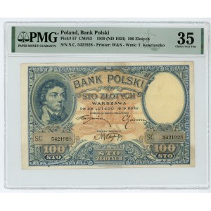 100 złotych 1919 - seria S.C. - PMG 35