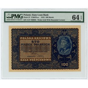 100 marek polskich 1919 - IG serja F - PMG 64 EPQ