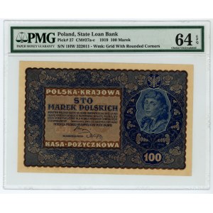 100 marek polskich 1919 - IH serja W - PMG 64 EPQ