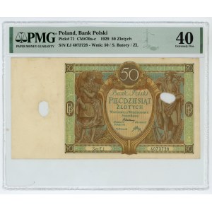 50 zloty 1929 - erased - series EJ - PMG 40