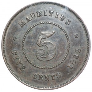MAURITIUS - 5 centów 1882 - GCN AU53