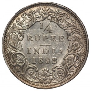 INDIA - 1/4 rupee 1892 - SANGS AU58