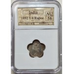 INDIA - 1/4 rupee 1892 - SANGS AU58