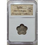 INDIA - 1/4 rupee 1862 - SANGS AU58