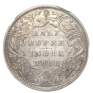 INDIE - 1/2 rupii 1888 - GCN AU50