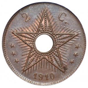 KONGO BELGIJSKIE - 2 centy 1910 - GCN MS63